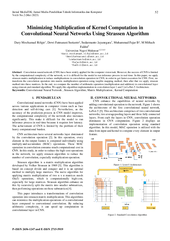 (PDF) Minimizing Multiplication of Kernel Computation in Convolutional ...