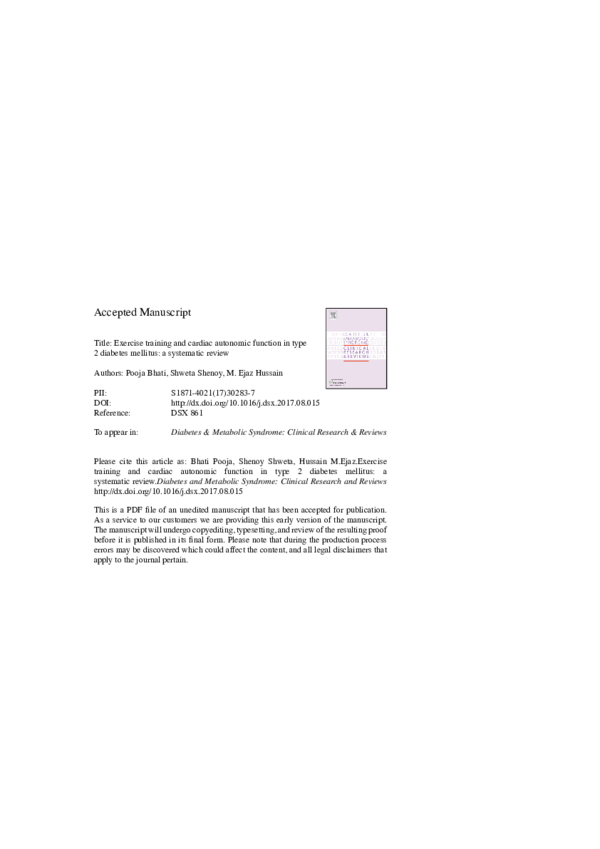 (PDF) Exercise training and cardiac autonomic function in type 2 ...