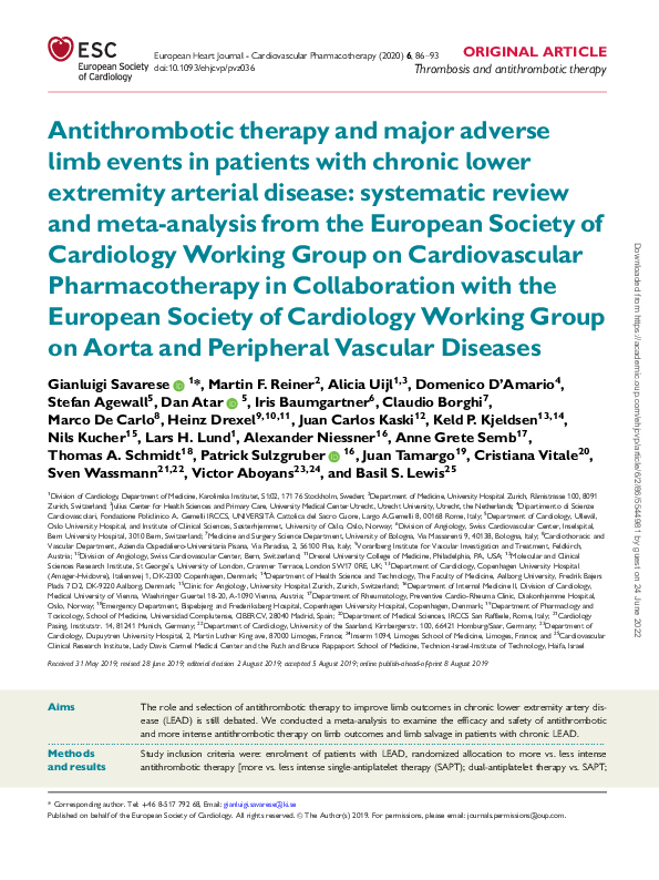 (PDF) Antithrombotic therapy and major adverse limb events in patients ...
