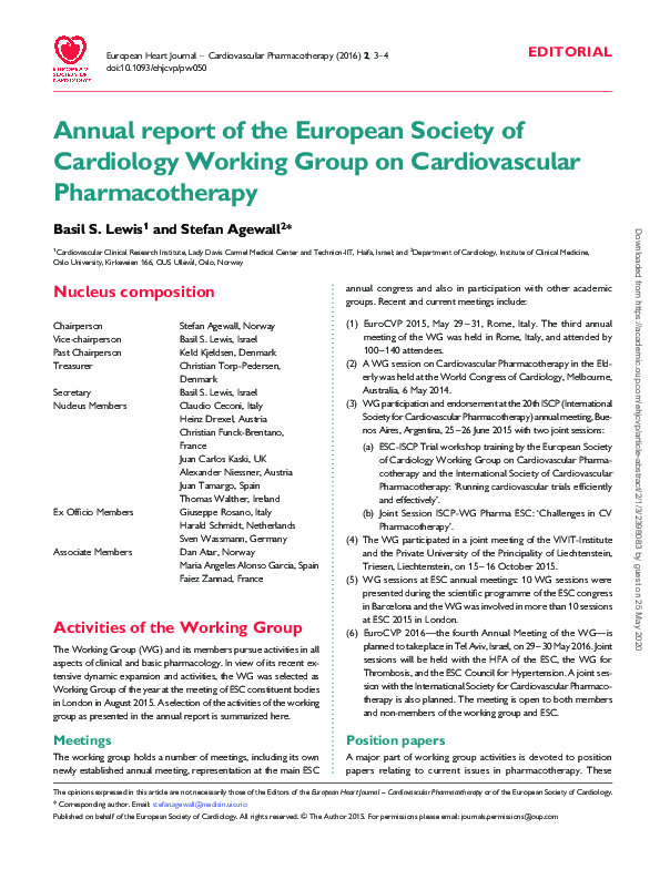 (PDF) Annual report of the European Society of Cardiology Working Group ...