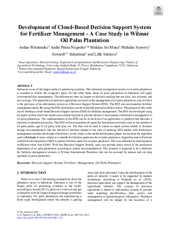 (PDF) Development of Cloud-Based Decision Support System for Fertilizer ...