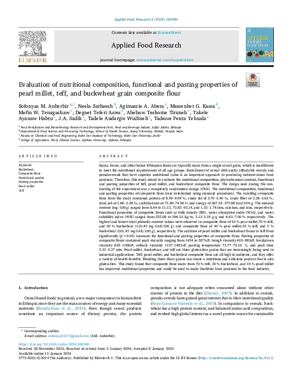 (PDF) Evaluation of nutritional composition, functional and pasting ...