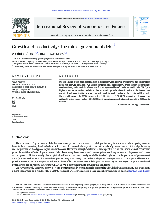 (PDF) Growth and Productivity: The Role of Government Debt