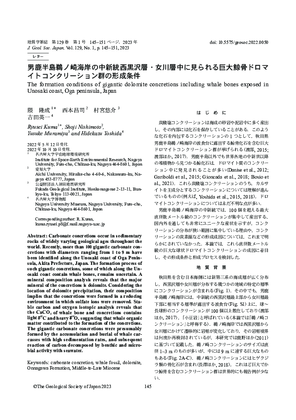 (PDF) The formation conditions of gigantic dolomite concretions ...