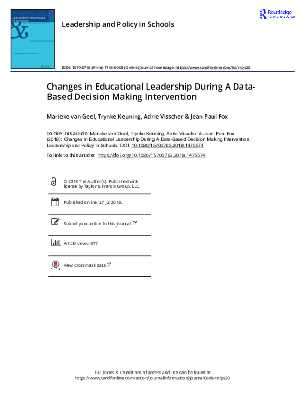 (PDF) Changes in Educational Leadership During A Data-Based Decision ...