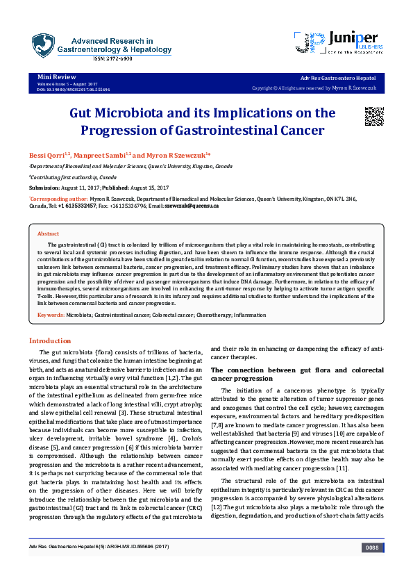 (PDF) Gut Microbiota and its Implications on the Progression of ...