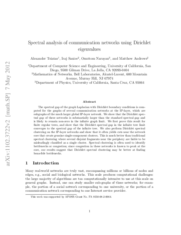 (PDF) Spectral analysis of communication networks using Dirichlet ...