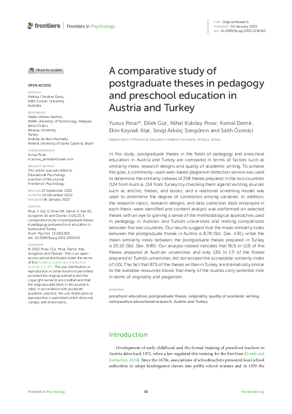 (PDF) A comparative study of postgraduate theses in pedagogy and ...