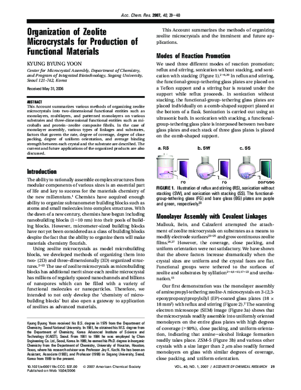 (PDF) Organization of Zeolite Microcrystals for Production of ...