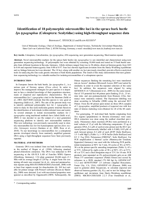 (PDF) Identification of 18 polymorphic microsatellite loci in the ...