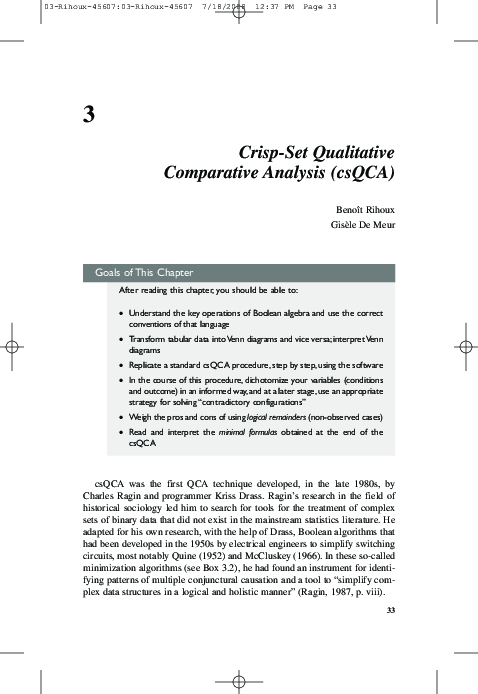 (PDF) Crisp-Set Qualitative Comparative Analysis (csQCA)