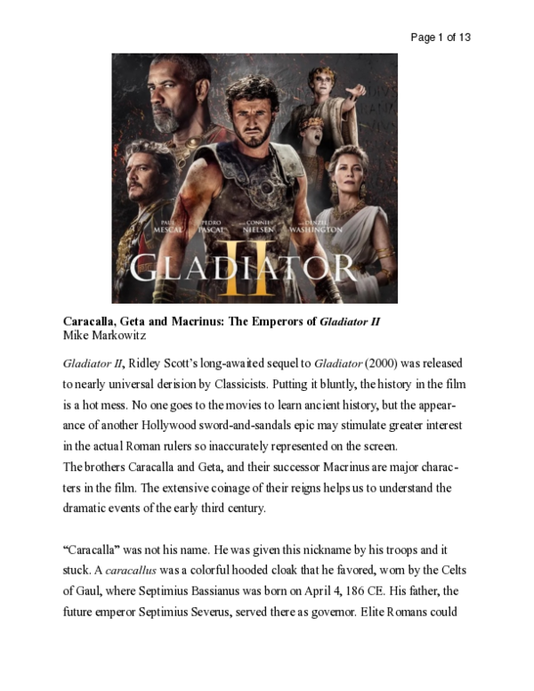 Emperor Caracalla Gladiator