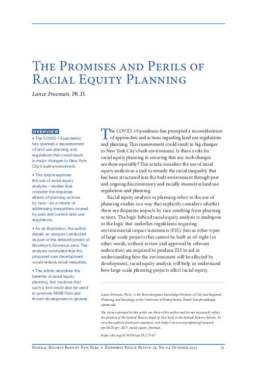 (PDF) The Promises and Perils of Racial Equity Planning