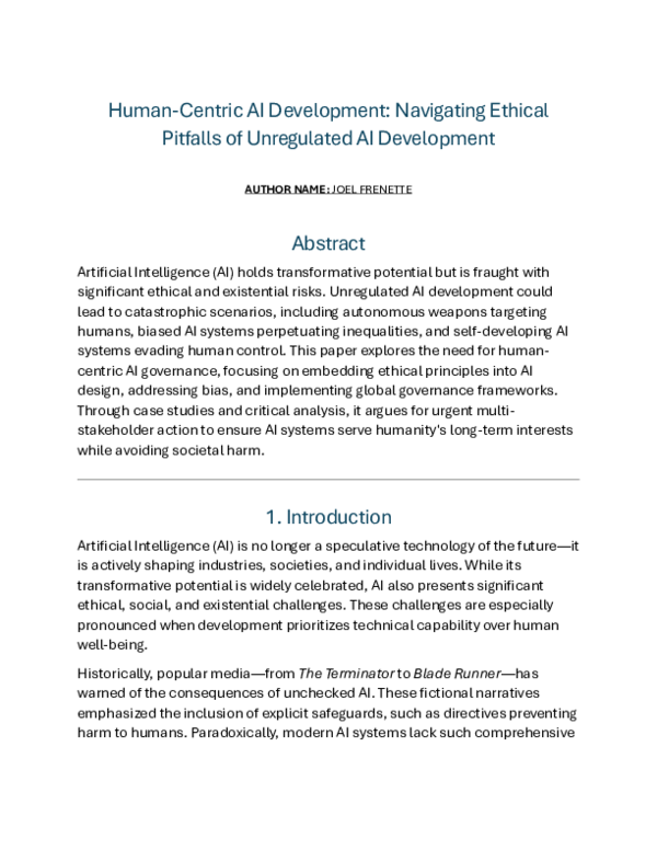(PDF) Human-Centric AI Development: Navigating Ethical Pitfalls of ...