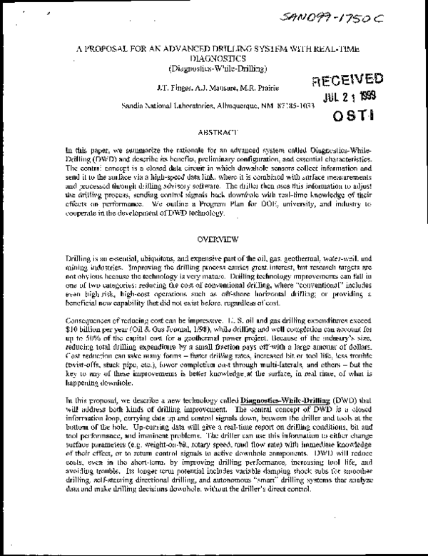 (PDF) A Proposal for an Advanced Drilling System with Real-Time ...