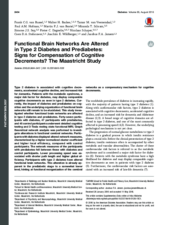 (PDF) Functional Brain Networks Are Altered in Type 2 Diabetes and ...