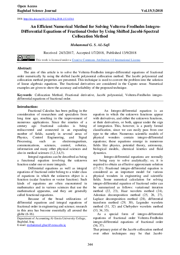(PDF) An Efficient Numerical Method for Solving Volterra-Fredholm ...