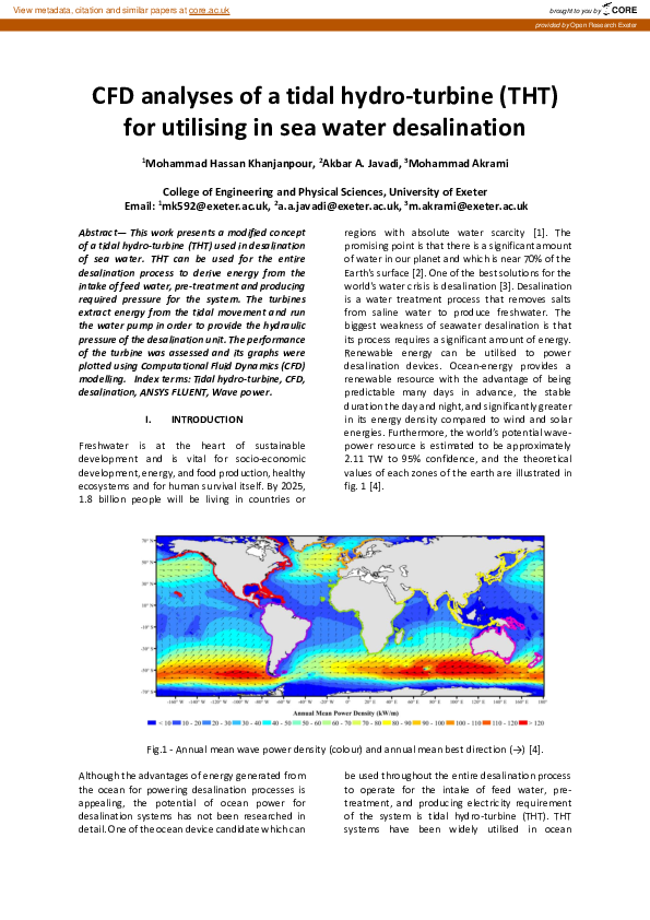 (PDF) CFD analyses of a tidal hydro-turbine (THT) for utilising in sea ...