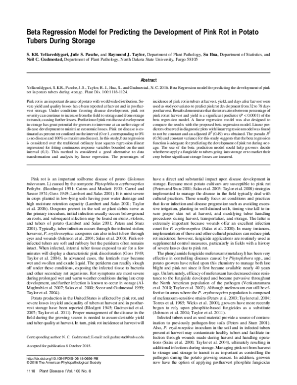 (PDF) Beta Regression Model for Predicting the Development of Pink Rot ...