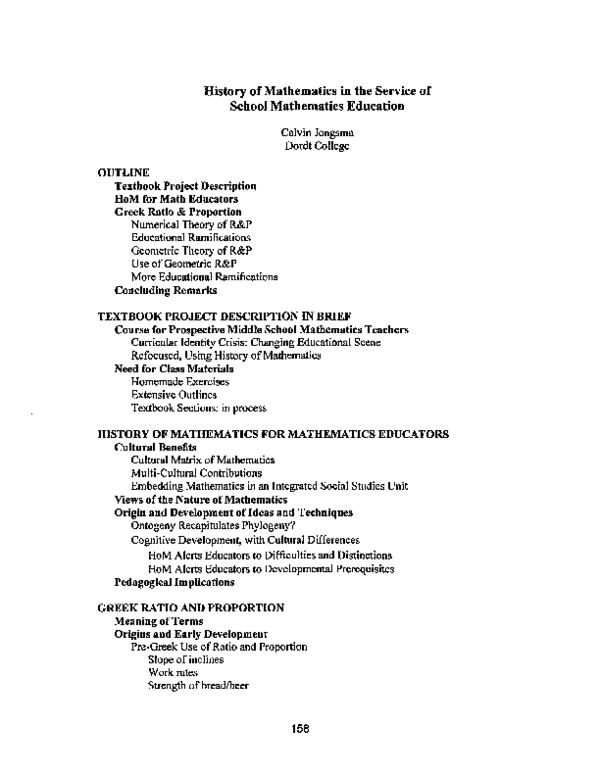 (PDF) History of Mathematics in the Service of School Mathematics Education