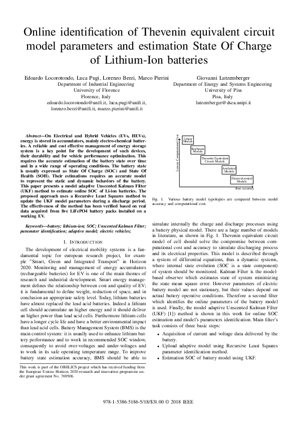 (PDF) Online Identification of Thevenin Equivalent Circuit Model ...