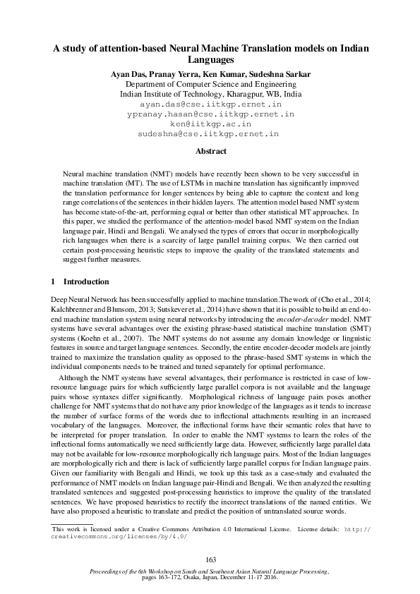 (PDF) A study of attention-based neural machine translation model on ...