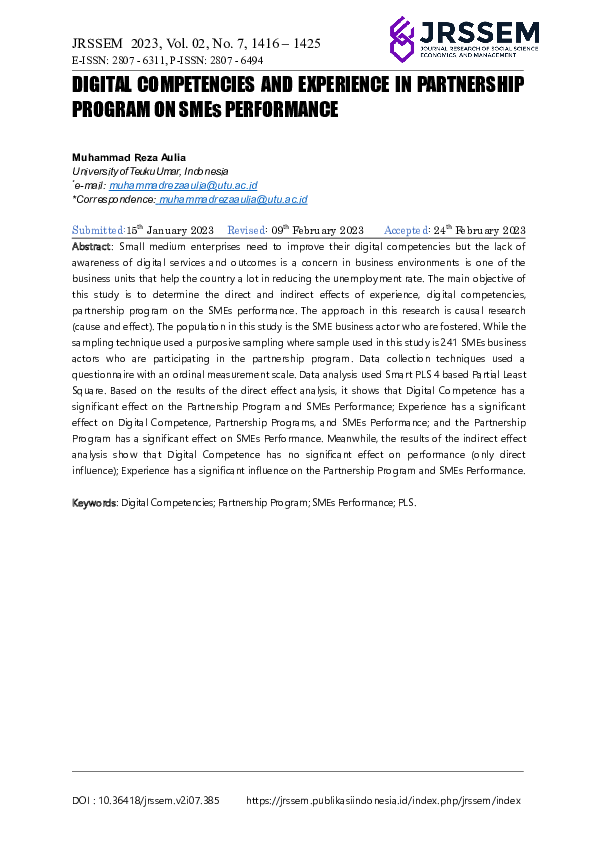 (PDF) Digital Competencies and Experience In Partnership Program on ...