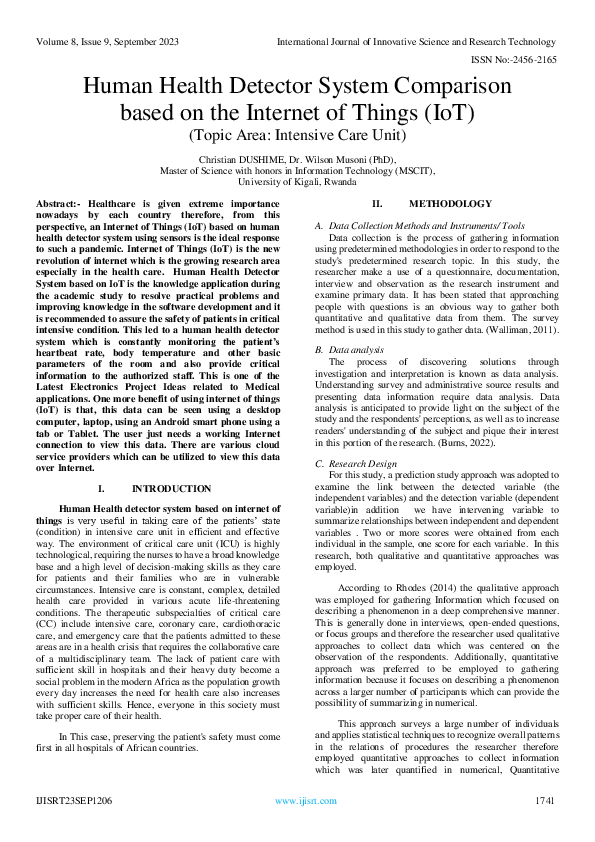 (PDF) Human Health Detector System Comparison based on the Internet of ...