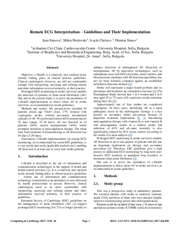 (PDF) Remote ECG Interpretation: Guidelines and their Implementation
