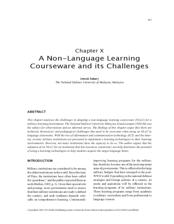 (PDF) A Non-Language Learning Courseware and its Challenges