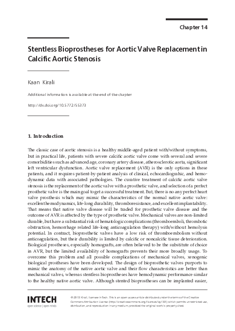 (PDF) Stentless Bioprosthess for Aortic Valve Replacement in Calcific ...