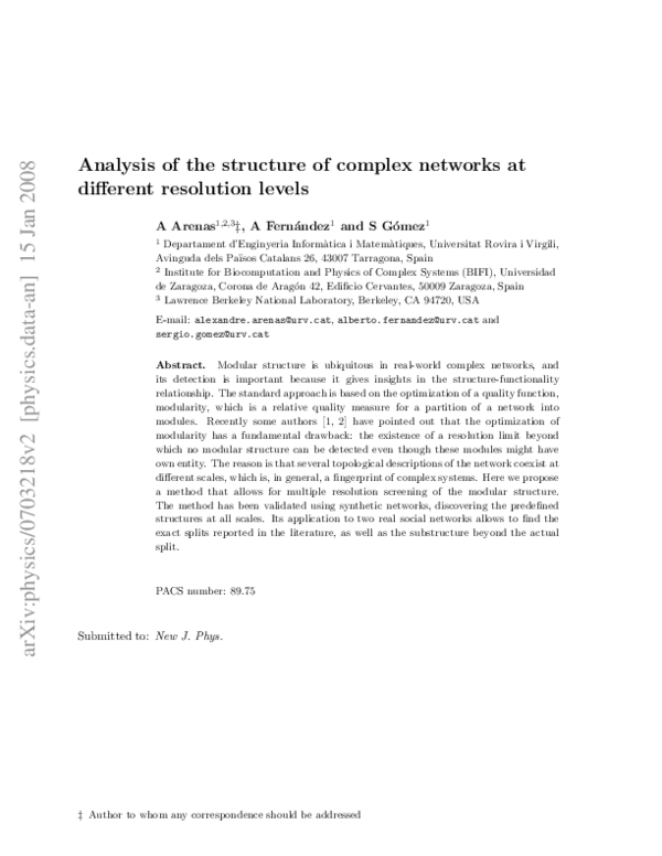 (PDF) Multiple resolution of the modular structure of complex networks