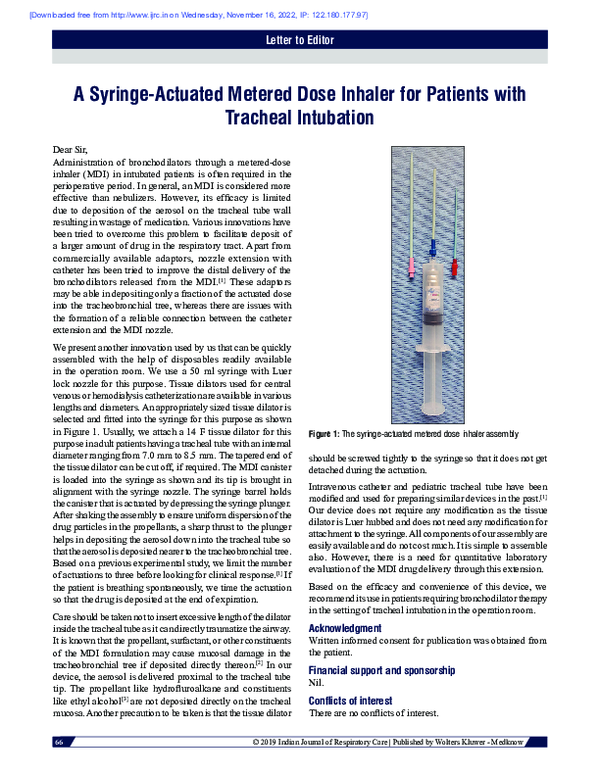 (PDF) A Syringe-Actuated Metered Dose Inhaler for Patients with ...