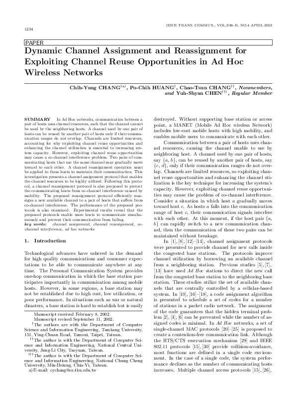 (PDF) Dynamic channel assignment and reassignment for exploiting ...
