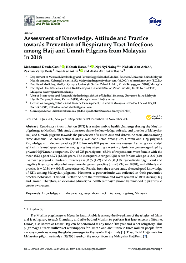 (PDF) Assessment of Knowledge, Attitude and Practice towards Prevention ...