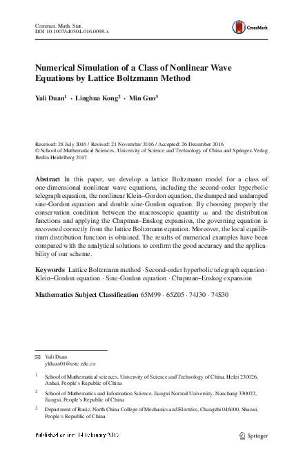 (PDF) Numerical Simulation of a Class of Nonlinear Wave Equations by ...