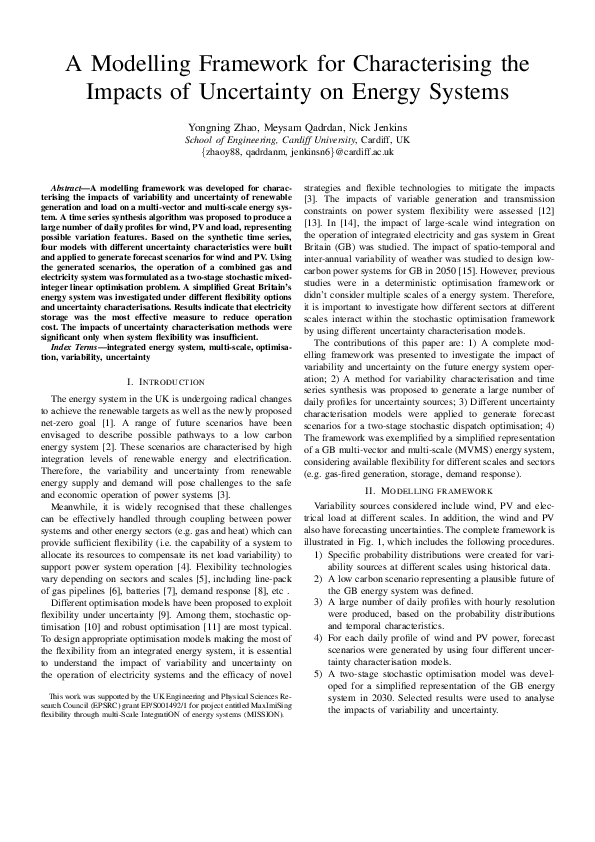 (PDF) A Modelling Framework for Characterising the Impacts of ...