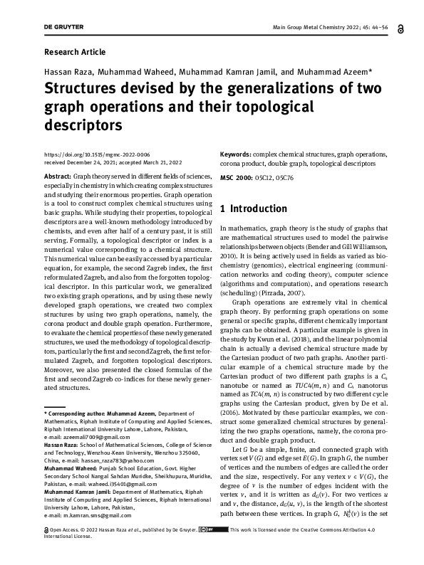 (PDF) Structures devised by the generalizations of two graph operations ...