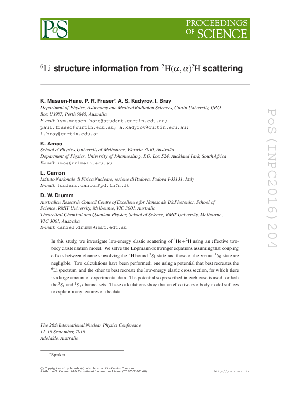 (PDF) 6Li Structure Information from2 H (α,α) 2 H Scattering
