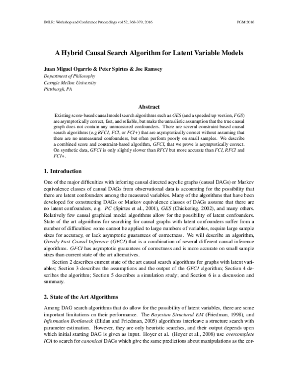 (PDF) A Hybrid Causal Search Algorithm for Latent Variable Models
