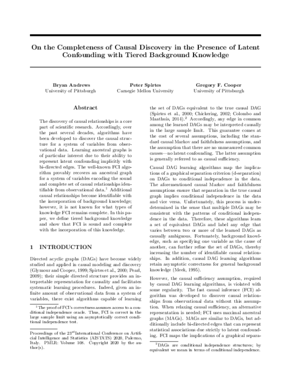 (PDF) On the Completeness of Causal Discovery in the Presence of Latent ...
