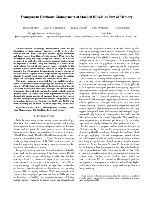 (PDF) Transparent Hardware Management of Stacked DRAM as Part of Memory