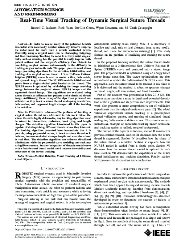 (PDF) Real-Time Visual Tracking of Dynamic Surgical Suture Threads