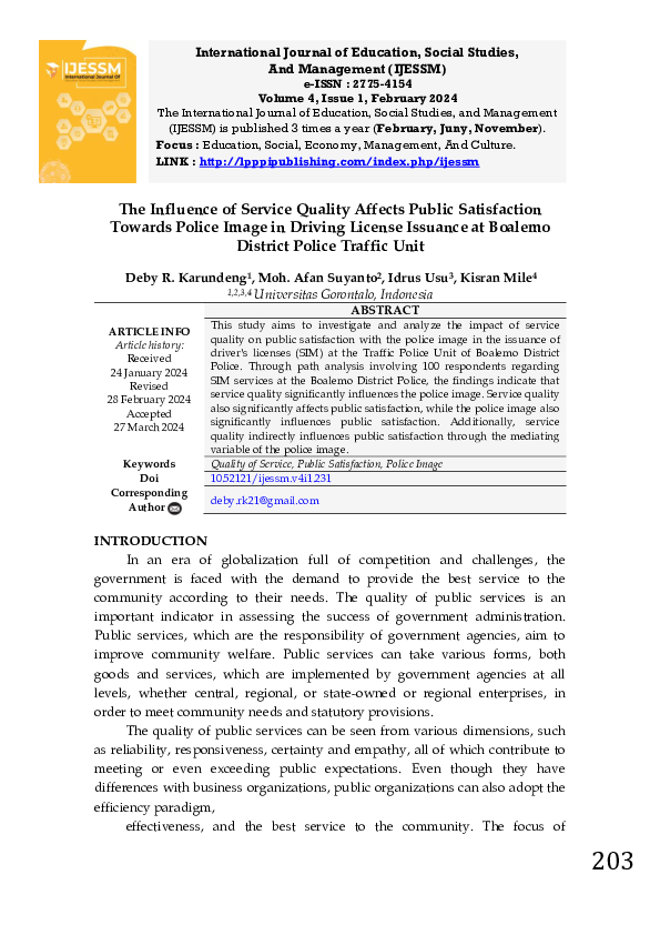 (PDF) The Influence of Service Quality Affects Public Satisfaction ...