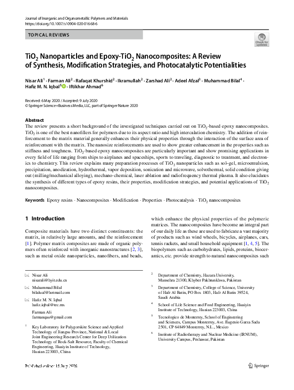 (PDF) TiO2 Nanoparticles and Epoxy-TiO2 Nanocomposites: A Review of ...