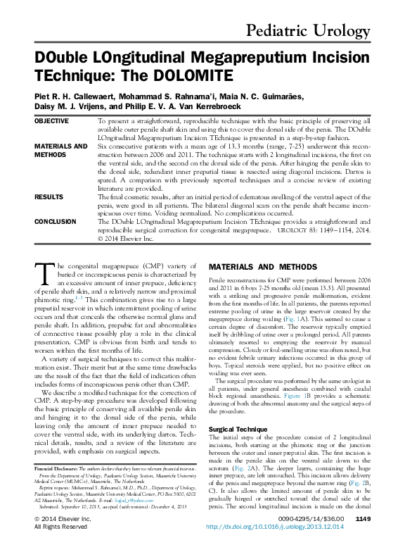 (PDF) DOuble LOngitudinal Megapreputium Incision TEchnique: The DOLOMITE