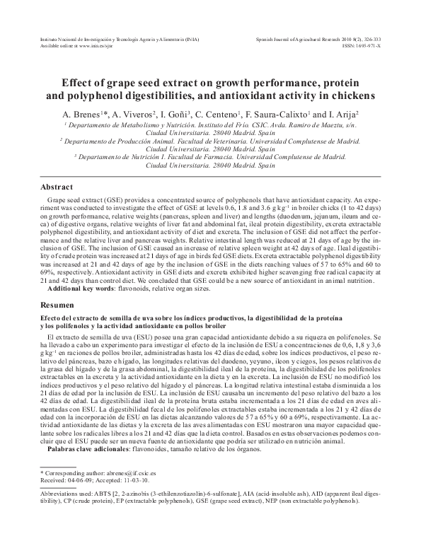(PDF) Effect of grape seed extract on growth performance, protein and ...