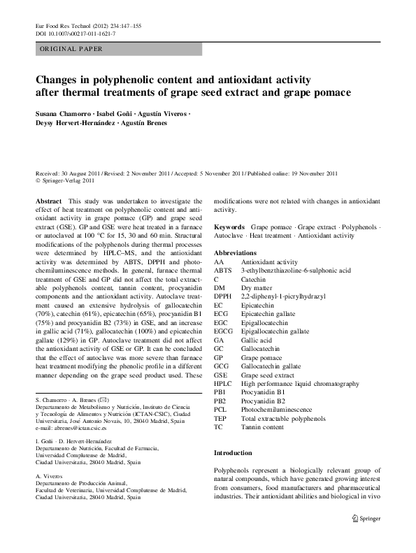 (PDF) Changes in polyphenolic content and antioxidant activity after ...