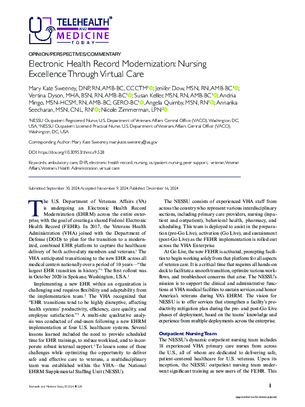 (PDF) Electronic Health Record Modernization Nursing Excellence Through ...