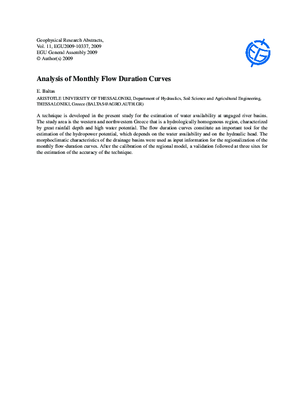 (PDF) Analysis of Monthly Flow Duration Curves